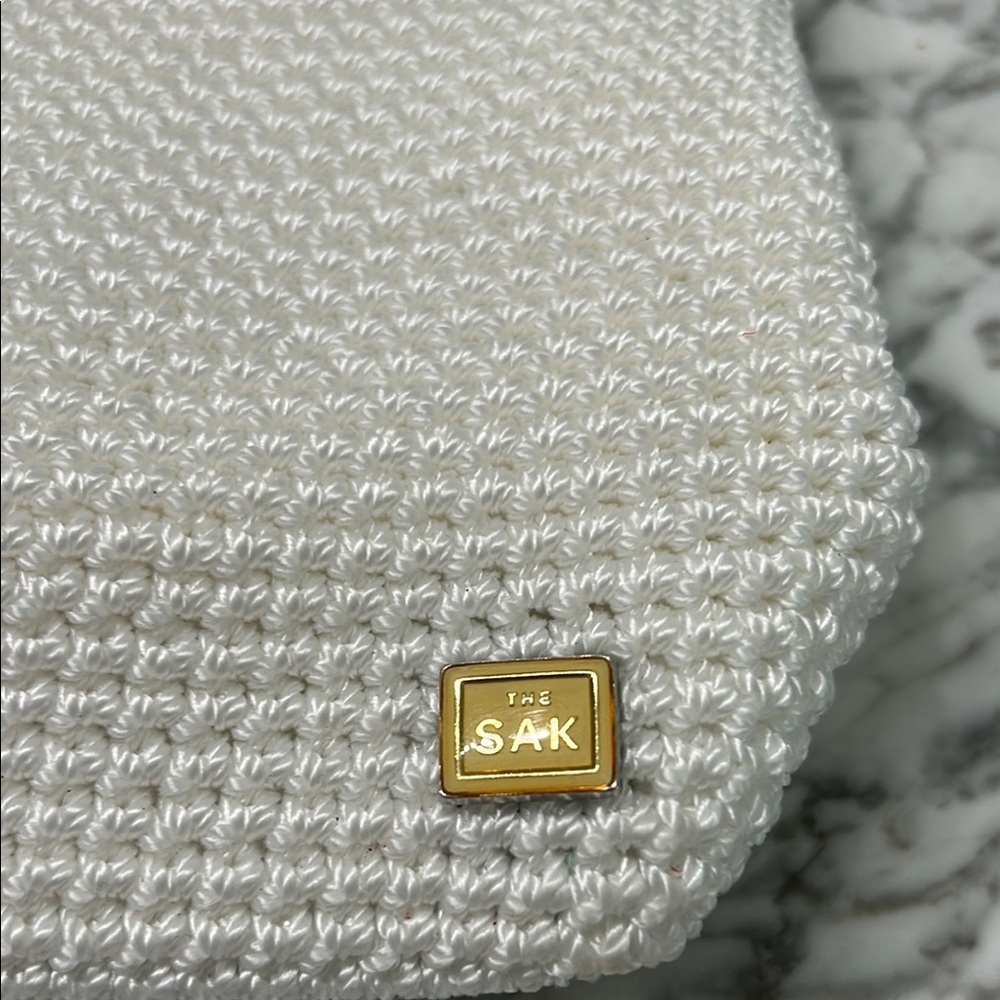 The Sak White Crochet Shoulder Bag with Gold Detail - Picture 2 of 9